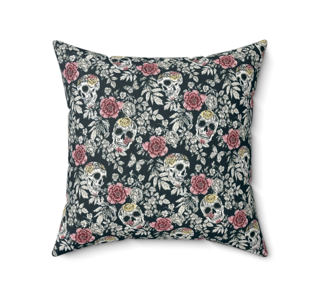 Tête Mexicaine Rose tissu brodé