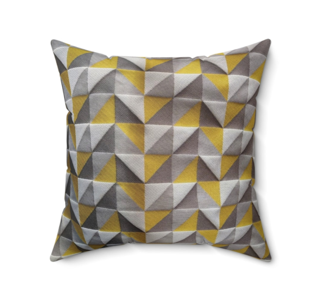 Carré grisé jaune tissu brodé