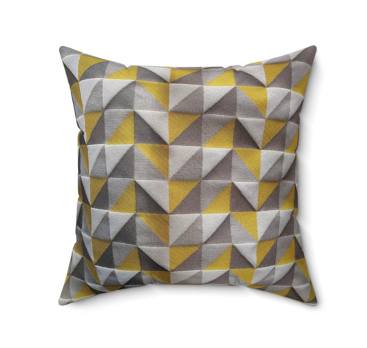 Carré grisé jaune tissu brodé